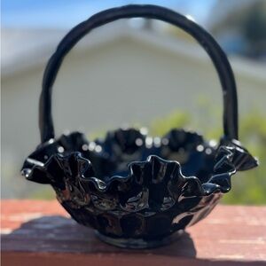 Black Fenton Glass Basket